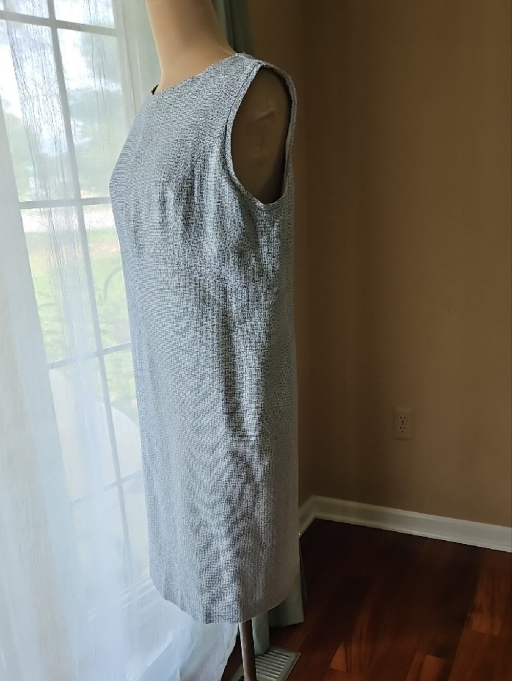 Pendleton Light Blue Textured Sleeveless Midi Dress Size 12 - Picture 2 of 7